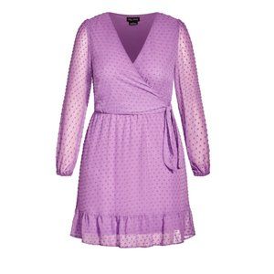 NWT City Chic Dress Wild Dobby Lilac M = 18 = 2X